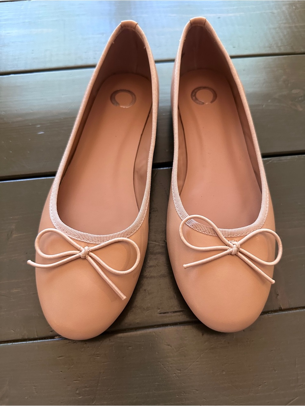 Journee Collection Blush Pink Faux Leather Ballet Flats Bow Accent